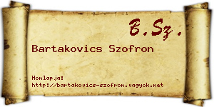 Bartakovics Szofron névjegykártya